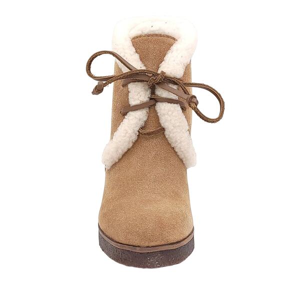 Splendid Women Winter Bootie Catalina US 6.5 Brown Suede Fleece Lined Wedge - Picture 5 of 7